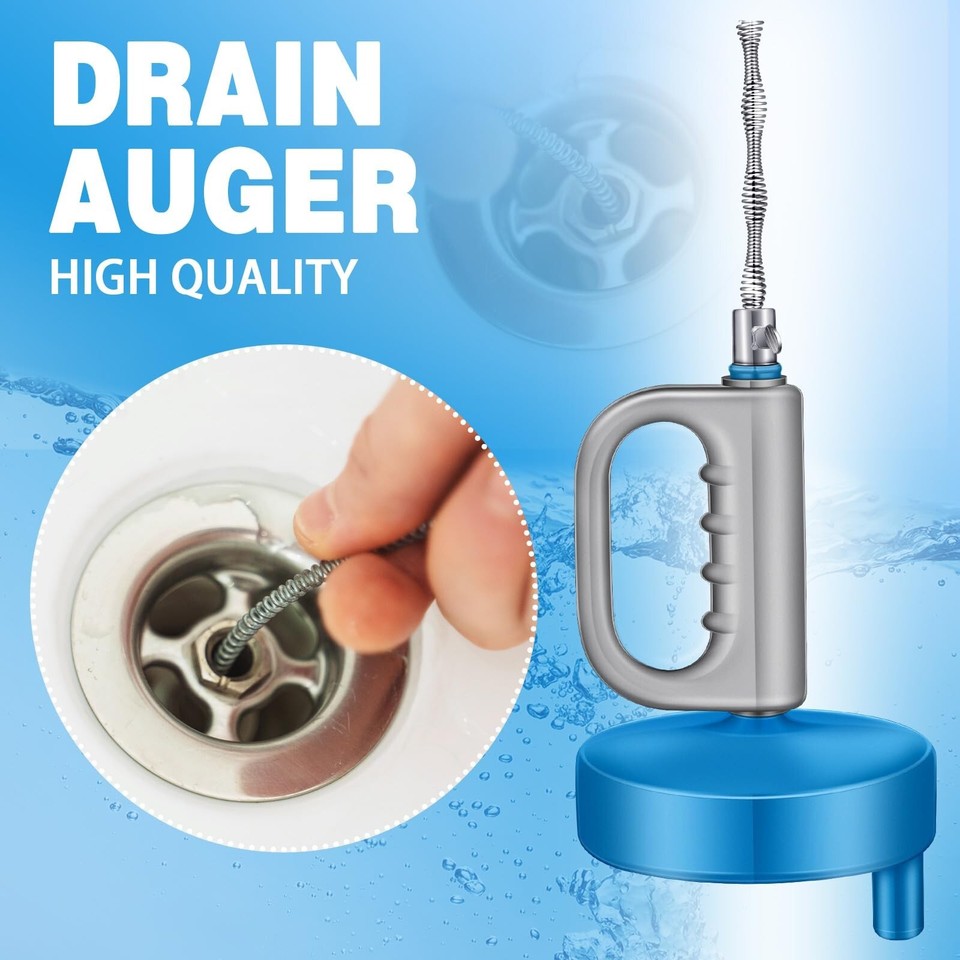 50 ft Drain Auger Plumbing Snake Kitchen Sink Drain Clog Remover Manual