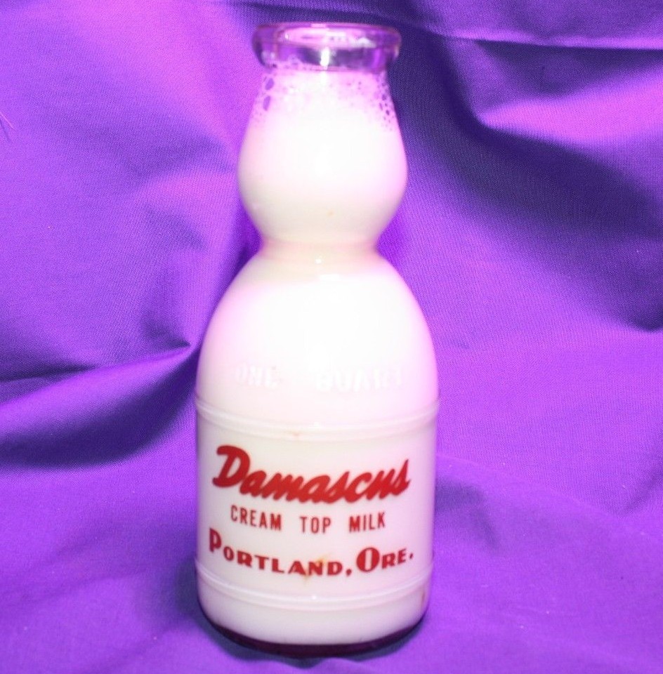 Cream Top Milk Bottle Damascus Dairy Portland Oregon 1930-40's