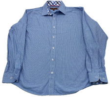 James Tattersall Mens XL Long Sleeve Button Up Blue Check Shirt Cotton 3955