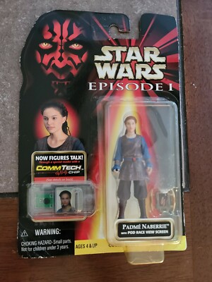 STAR WARS EPISODE 1 NIB PADME NABERRIE WITH POD RACE VIEW SCREEN 1998 HASBRO