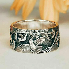 Fashion Flower 925 Silver Filled Ring Women Party Jewelry Gift Sz 5-10