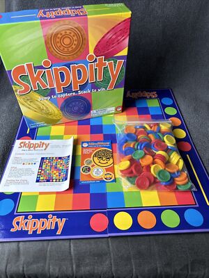 Skippity Board Game. Jump To Capture. Stack To Win. 2010 Complete Fun! Mindware