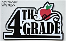 CRAFTECAFE SCHOOL KID TITLE paper piecing premade scrapbook diecut piece WOLFFEY