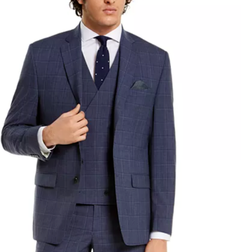 Lauren Ralph Lauren Men's Classic-Fit UltraFlex Navy Windowpane Suit SEPARATE Jacket - Navy Windowpane