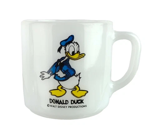 Vintage Donald Duck Walt Disney Federal Milk Glass Coffee Tea Cup Mug 1970s