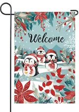 Welcome Winter Penguins Garden Flag 12x18 Inch Double Side for Yard Decor