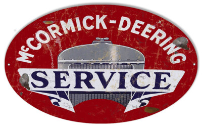 MCCORMICK-DEERING SERVICE 18'' HEAVY DUTY USA MADE METAL FARM ADVERTISING SIGN
