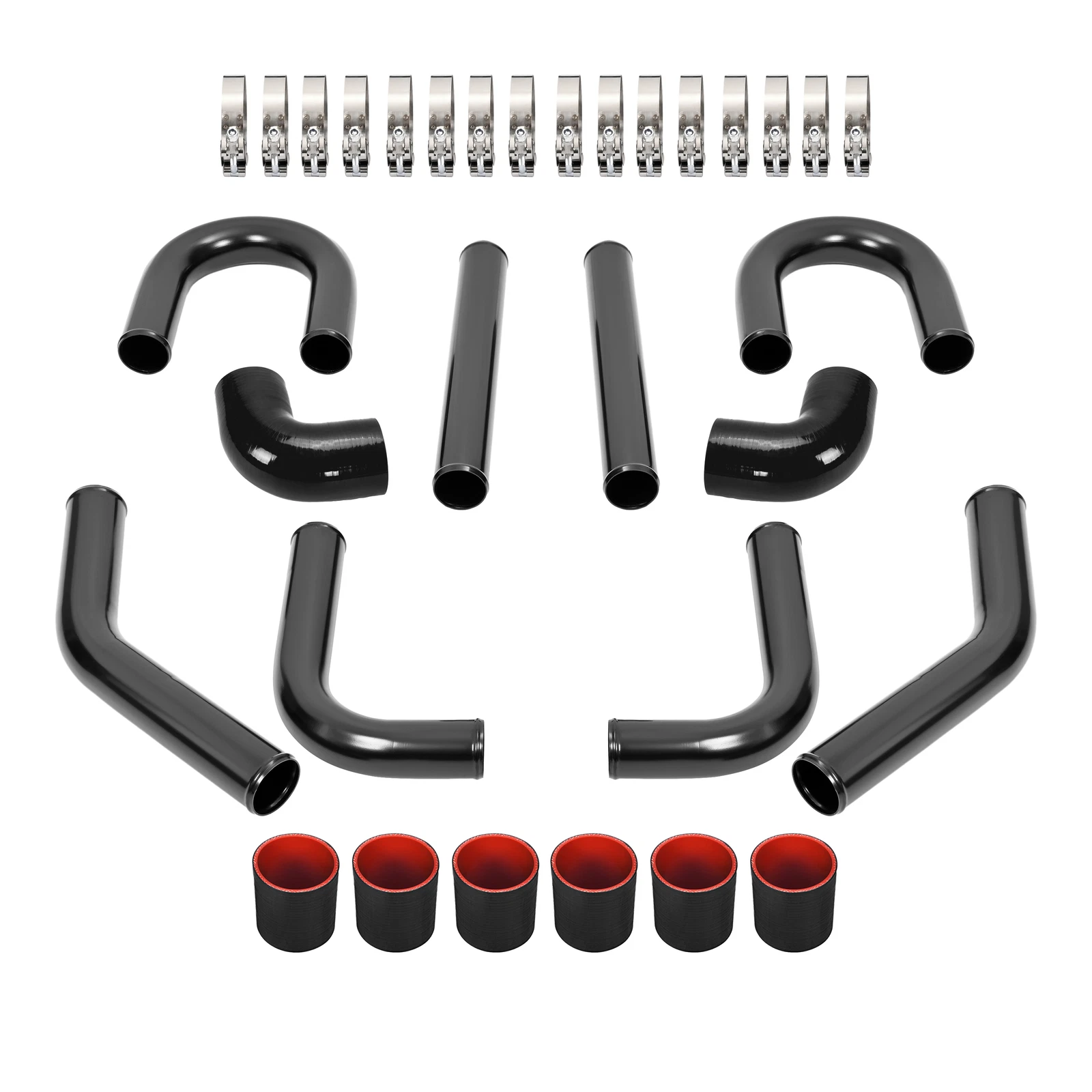 2.5" 63mm Black Universal Aluminum Turbo Intercooler Pipe Kit + Hose + Clamp - Picture 12 of 24