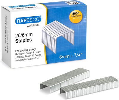 100x Rapesco S11662Z3 verzinkte Heftklammern - 5000 x 26/6 mm