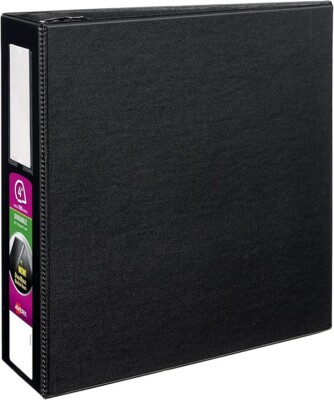 AVERY DURABLE VIEW 3 RING BINDERS - 4'' - ONE TOUCH EZD RINGS BLACK BINDER 08802