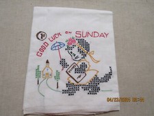 Tea towels vintage lot of 7 Hand Embroidered Kitchen Towels