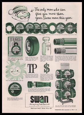 1963 Swan Bucyrus Ohio Garden Hose Store Display Santa Claus Christmas Print Ad