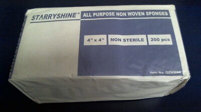 200 PCS 4''X4'' Non-Woven 4-Ply Dental Medical Gauze Pad, Non-Sterile 