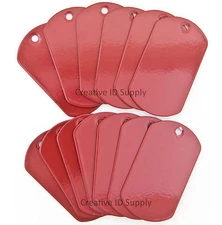 50 pcs RED COLOR BLANK STAINLESS STEEL DOG TAG MILITARY SPEC FRONT ROLLED EDGE