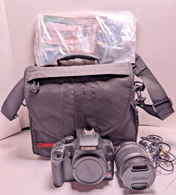 Canon EOS Rebel XS 1000D DSLR Camera 18-55mm Lens Bag Charger SD Card Tested