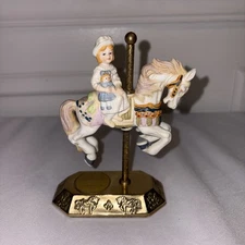 Willitts Designs 9402 Group 2 Firing Porcelain Carousel Horse Girl w/Doll 1988