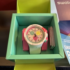 SWATCH CHRONO 2023 THE PURITY OF NEON SB06W100 NUOVO RIVISITAZIONE WHITE HORSE