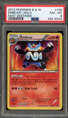 Pokemon Emboar Next Destines Holo Secret Rare #100 PSA 8