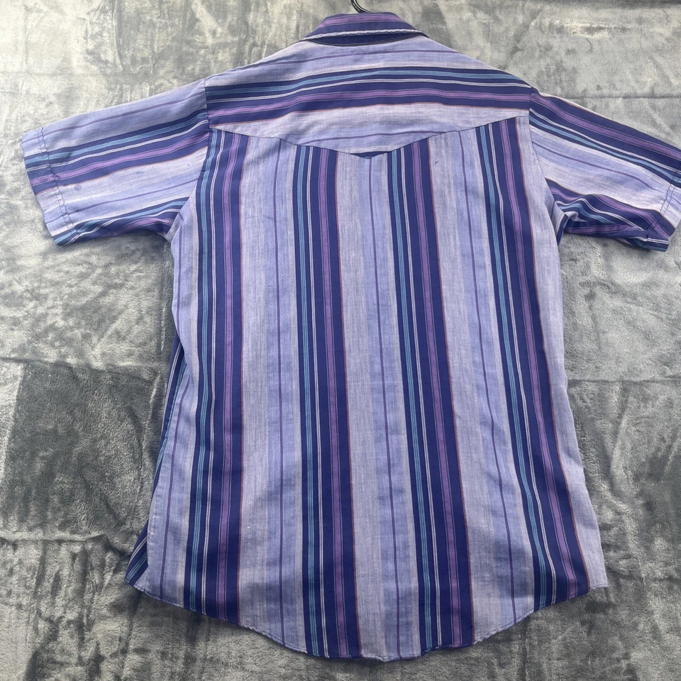 Camisa Corta Ely Plains Vintage Western Rayas Perla A Presión L Fly Landman Púrpura Foto 2 de 4