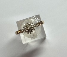 Vintage 9ct Gold Diamond Cluster Style ring Size T Weight 2.4g Hallmarked