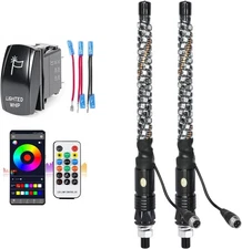 UNI-SHINE 2PCS 1FT LED Whip Lights with RGB 1FT/ (Pack of 2), color-changing 