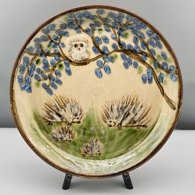 Janet Resnik WOODLAND ANIMAL TREE Huge 14'' Decorative Platter STUDIO ART POTTERY