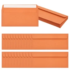 24 Pack Orange #10 Business Envelopes, Letter Size Envelopes