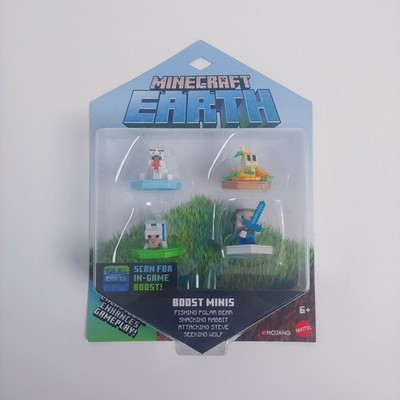 Minecraft Earth Boost Minis Figures 4 Pack Polar Bear Rabbit Wolf Steve