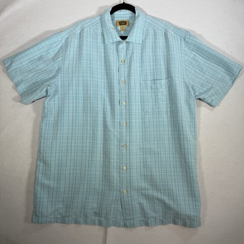 The Foundry Supply Co kariertes kurzärmliges Hemd mit Knopfleiste blau Größe 2XL Tall