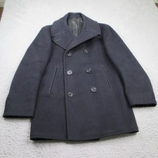 Vintage US Navy Pea Coat Men's 36R Navy Blue Wool Double Breasted 1960's