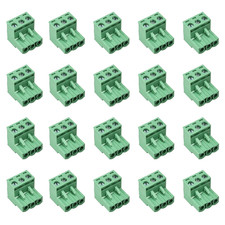 20 Pcs 3 Pin 5.08Mm Pitch Pluggable PCB Angle Screw Terminal Block Plug Connecto
