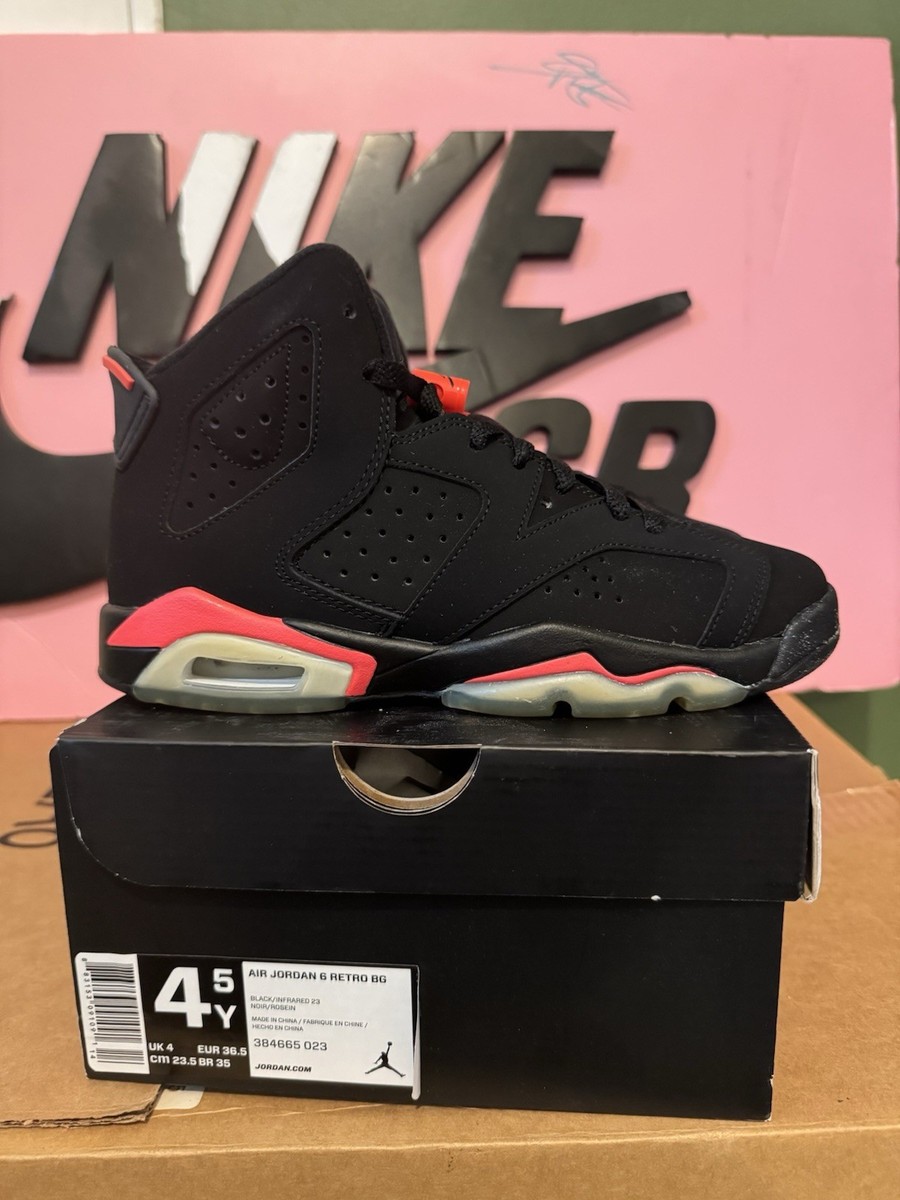 Jordan 6 Retro Infrared Black Athletic Basketball Shoes US 4.5