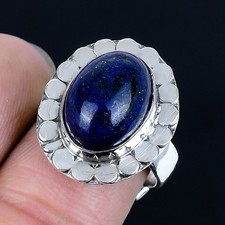 Attractive Lapis Lazuli Gemstone 925 Sterling Silver Jewelry Ring Size Adj