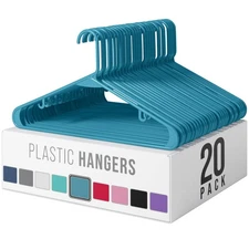 Clothes Hangers Plastic 20 Pack - Blue Plastic Hangers - Makes The Perfect Coat