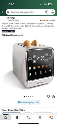 Digital Toaster Five Types Of Bread Six Taste Levels Extra Wide Two Slot