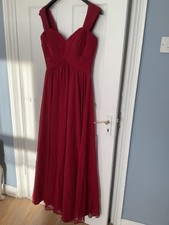 Mori Lee Madeline Gardner Red Chiffon Maxi Dress Gown Bridesmaid Prom Size 10