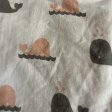TL Care Baby Mini Crib Sheet Fitted Gray and Pink Whale 24x38"