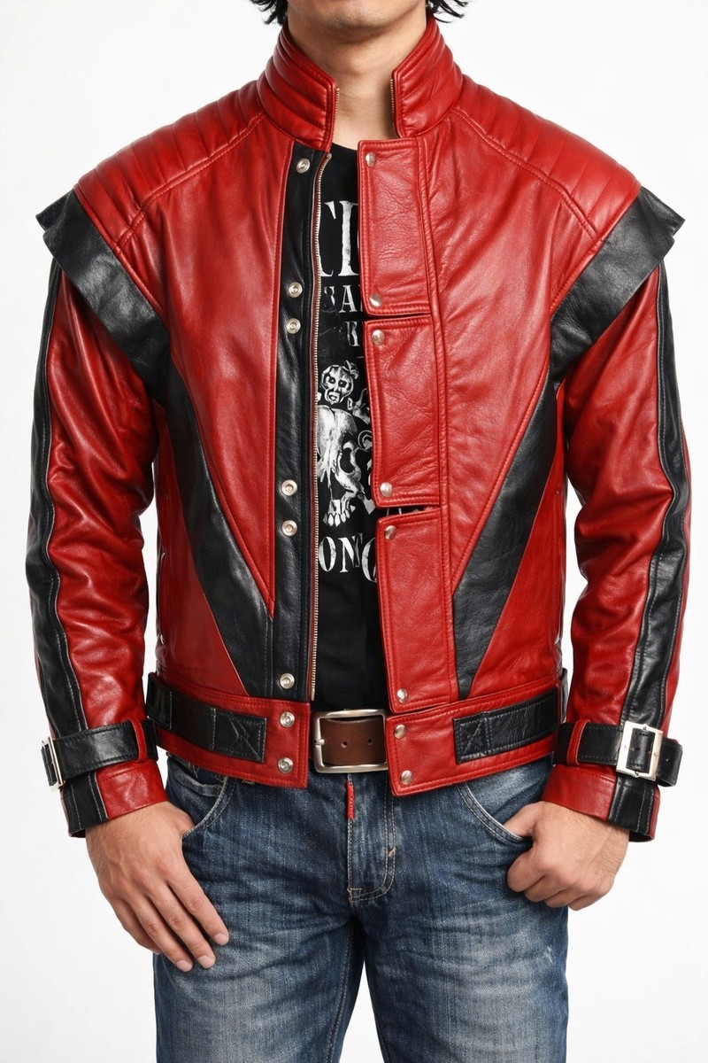 Michael Jackson Thriller Real Leather Jacket MJ Halloween Cosplay