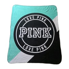 PINK Victoria's Secret LOVE Mint Fleece PLUSH Throw BLANKET 50" 60" NWOT