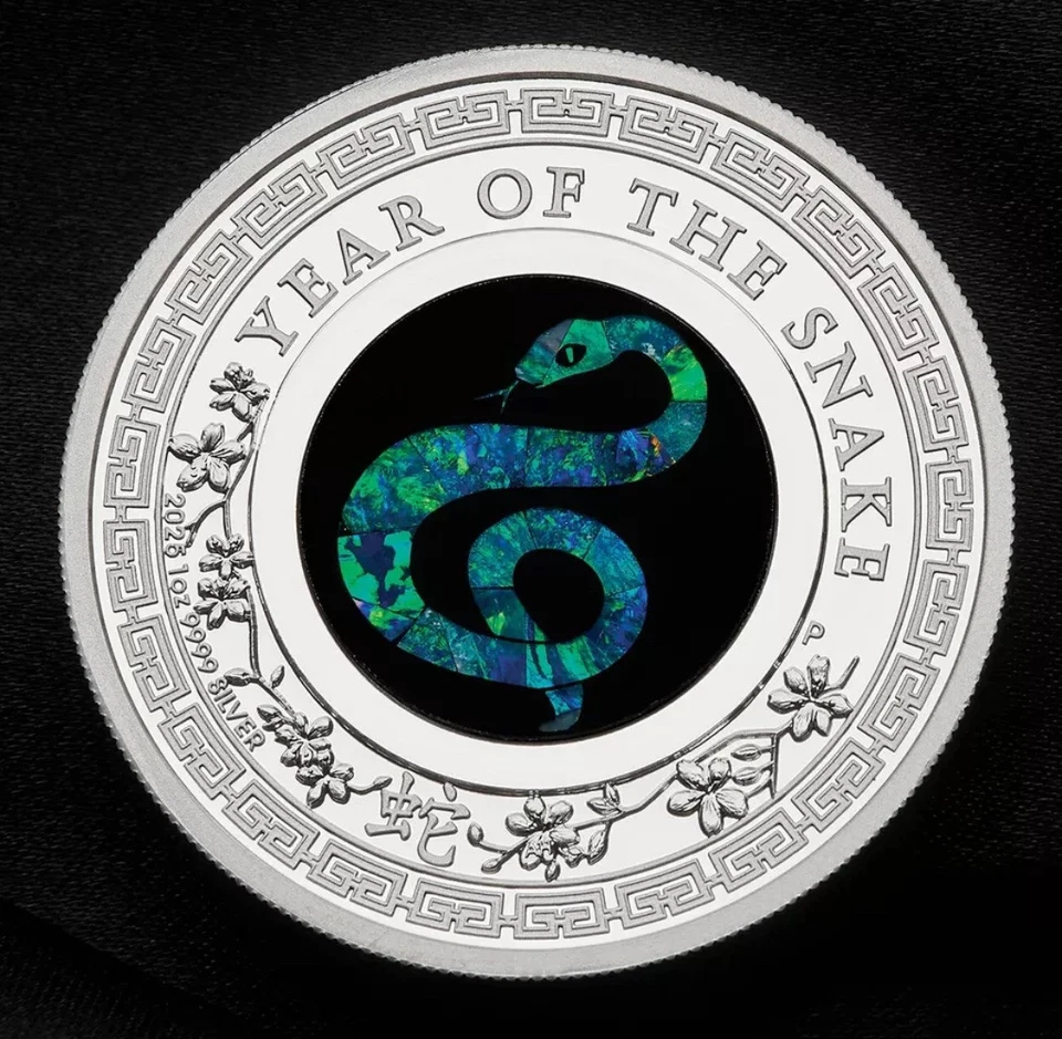 2025 Australia Opal Series Lunar Year of the SNAKE 1 oz Silver Proof $1 Coin NEW - Image 3 of 4