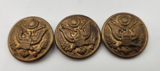Set of 3 US Army Waterbury Scovill Mfg Co. 1&rdquo; Button Great Seal Eagle Goldtone