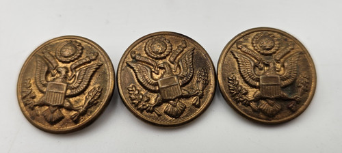 Set of 3 US Army Waterbury Scovill Mfg Co. 1” Button Great Seal Eagle Goldtone