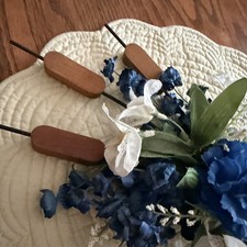 Wood  Wroght Iron Cattail wall accessory with flowers