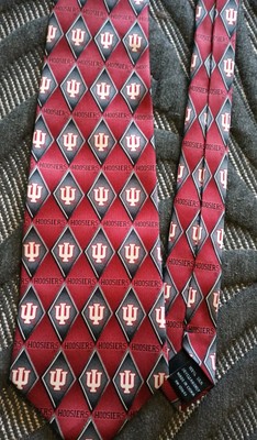 Eagle Neckwear Indiana Hoosiers Necktie Red And Gray 100% Silk