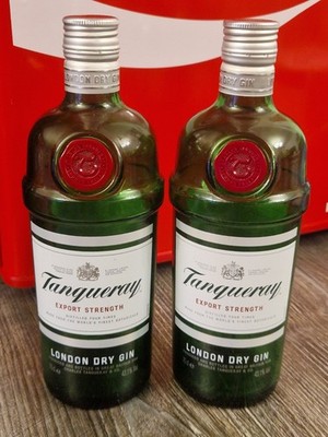 2 x leere Tanqueray Dry Gin Flaschen 70cl - 700ml Upcycle Hobby Hochzeit Lichter