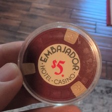 Embajador Hotel Casino $5 Casino Chip Red Col...