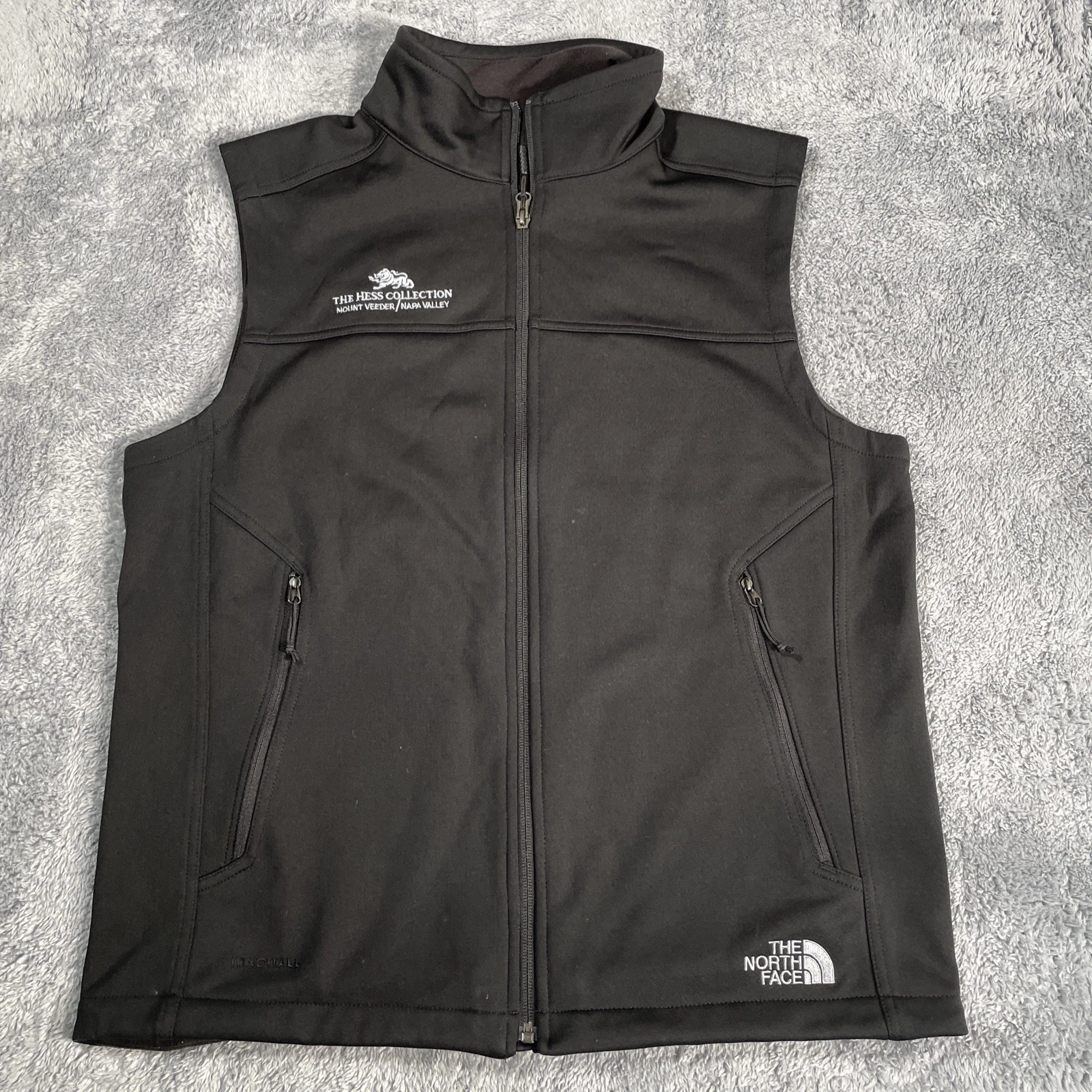 The North Face Vest Men SZ M Black Waffle Lined Windfall Hess Wine Napa Valley