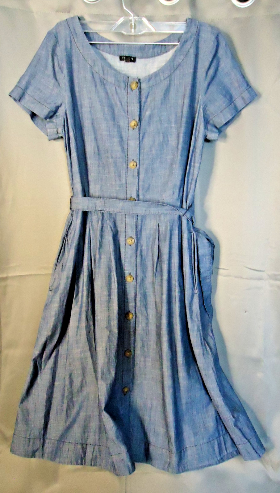 Talbots Chambray Button-Down Belted Short Sleeve … - image 1