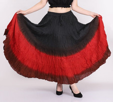 12 yard Dip Dye Black Red Maroon 100 Cotton Long Maxi Skirt With Elastic Waist