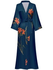 Kihnop Womens Floral Long Kimono - Satin  Silk Robe - Bachelorette Kimono, On...